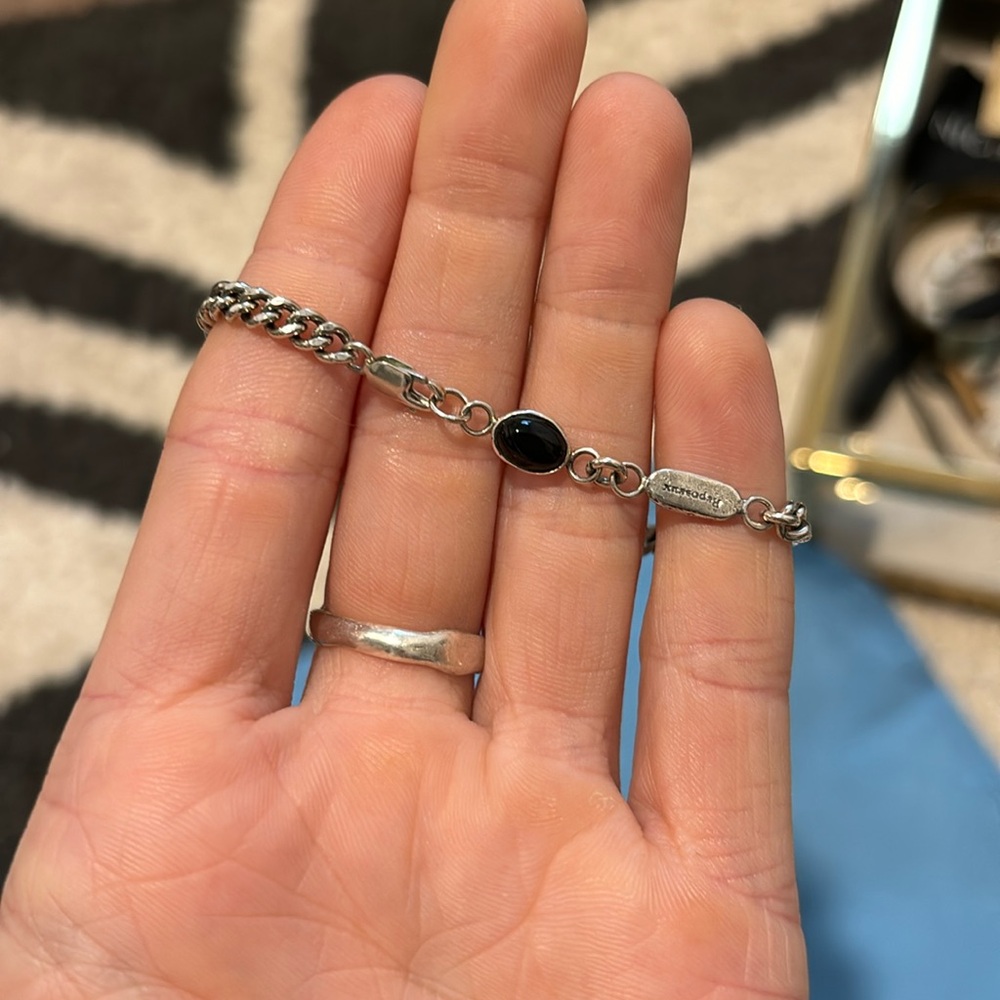Reposeux onyx and silver chain bracelet